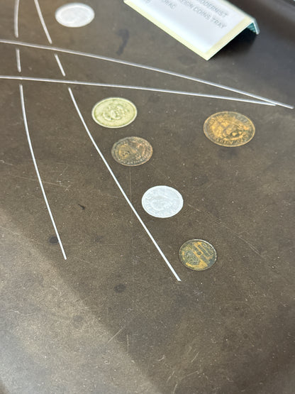 Vintage 60’s Modernist Inlaid Foreign Coins Tray by Courac