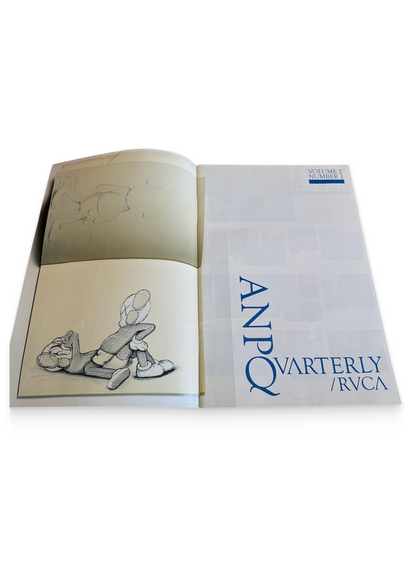 Open book with illustrations and 'ANP Quarterly' text on a white background, ANPQ Quarterly / RVCA, vintage magazine, front cover — Homeguts